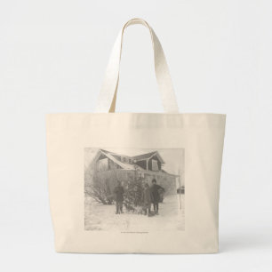 Grand Tote Bag Enfants dehors avec l'arbre de Noël