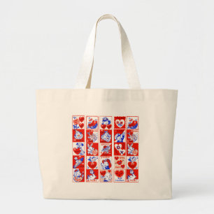 Grand Tote Bag Enfants Valentine Salutation Hugs Baisers Rouge Bl