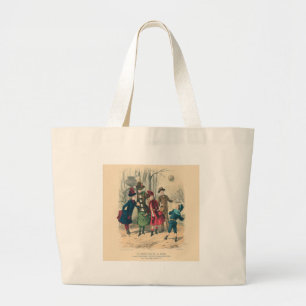 Grand Tote Bag Enfants victoriens antiques jouant au ballon Hiver