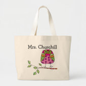 Grand Tote Bag Enseignant de la Chouette Lumineuse - SRF (Devant)