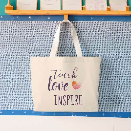 Grand Tote Bag Enseignants Apprendre L'Amour Inspirer