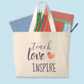Grand Tote Bag Enseignants Apprendre L'Amour Inspirer