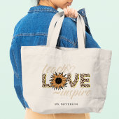 Grand Tote Bag Enseigner Amour Inspirer Enseignant Tournesol Nom