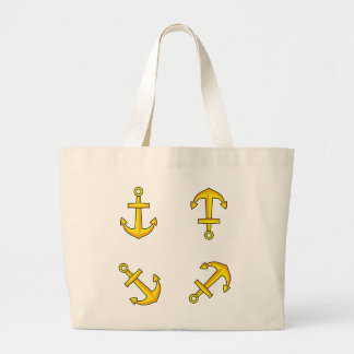 Grand Tote Bag Ensemble d'Ancres en bateau doré