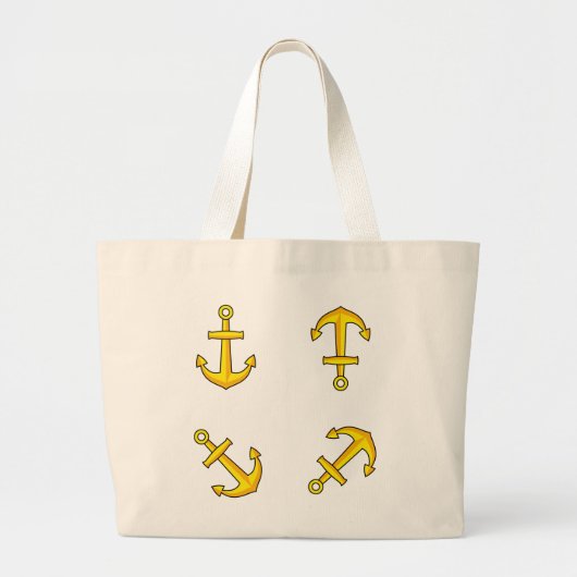 Grand Tote Bag Ensemble d'Ancres en bateau doré (Devant)
