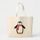 Grand Tote Bag Enveloppé de pingouin dans l'écharpe rouge (Devant)