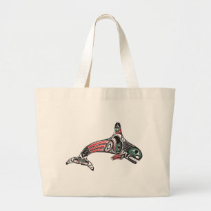 Grand Tote Bag Épaulard et Eagle de Tlingit