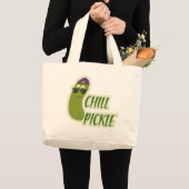 Grand Tote Bag Epic Chill Pickle Funny Cartoon Veggie Caractère (Devant (produit))