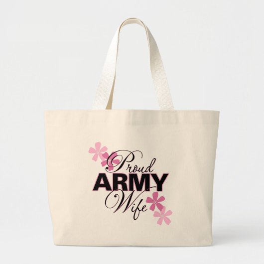 Grand Tote Bag Épouse fière d'armée (Devant)
