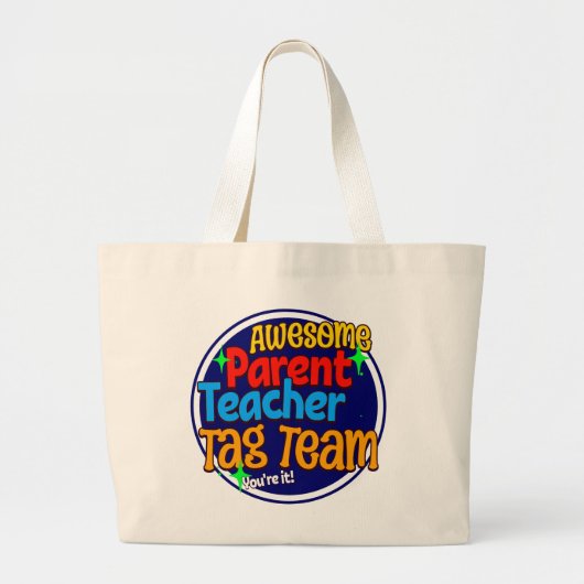 Grand Tote Bag ÉQUIPE TAG parent enseignant scolaire (Devant)