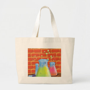 Grand Tote Bag Équipement de science en verre de dessin animé sur
