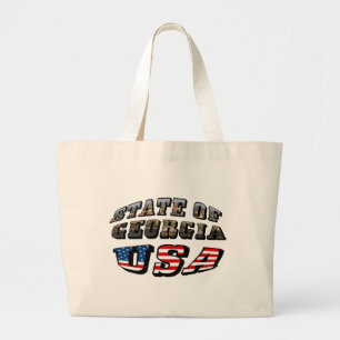 Grand Tote Bag Etat de Géorgie et Etats-Unis Texte du drapeau