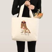 Grand Tote Bag Été Basset Hound (Devant (produit))