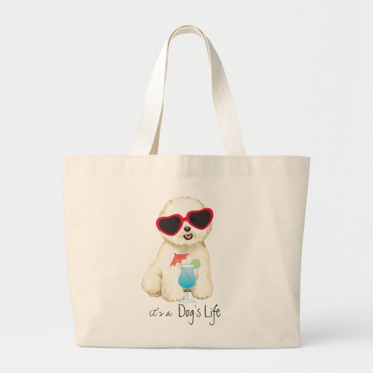 Grand Tote Bag Été Bichon Frise (Devant)