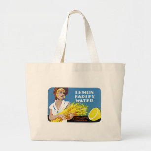 Grand Tote Bag Étiquette d'eau citron-orge