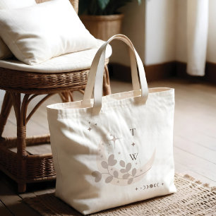 Grand Tote Bag Étoile de lune céleste Monogram Boho Bridesmaid