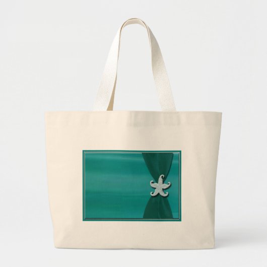 Grand Tote Bag Étoiles de mer sur le ruban d'aqua avec (Devant)