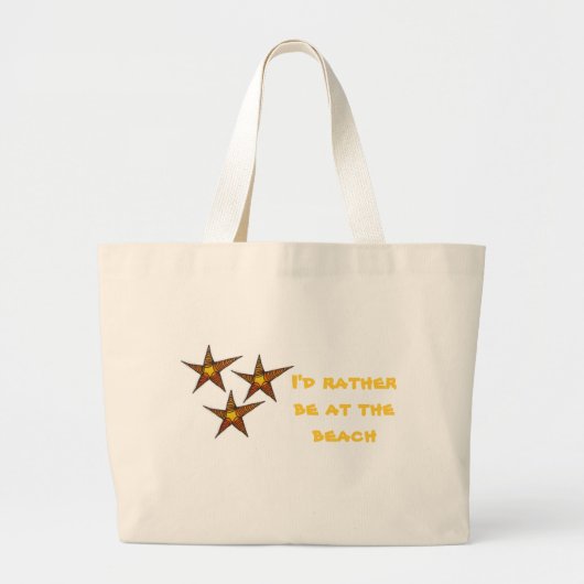 Grand Tote Bag Étoiles de mer sur une plage de sable Art d'été (Devant)
