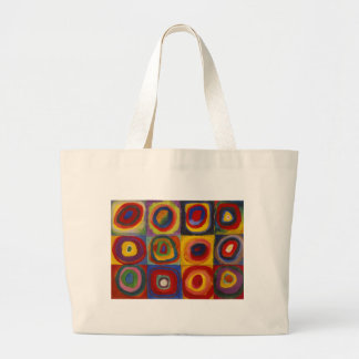 Grand Tote Bag Étude de couleur des cercles Carré par Kandinsky
