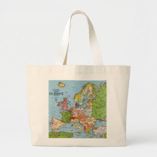 Grand Tote Bag Europe vintage Carte générale du XXe siècle