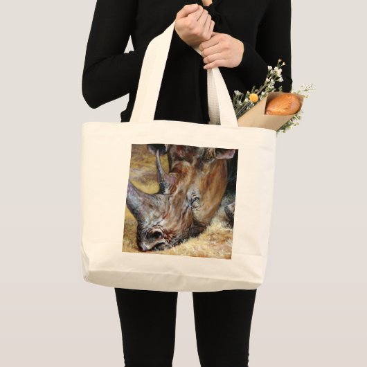 Grand Tote Bag Exquise Rhinoceros peinture à l'huile Photo imprim (Devant (produit))