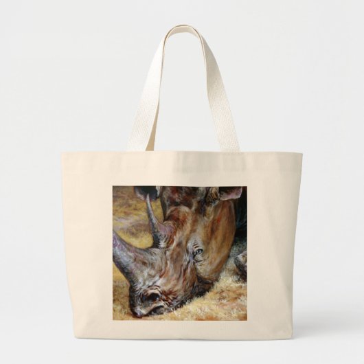 Grand Tote Bag Exquise Rhinoceros peinture à l'huile Photo imprim (Devant)