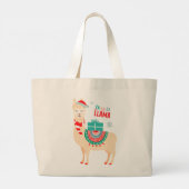 Grand Tote Bag Fa La Llama Noël mignonne Festive (Dos)