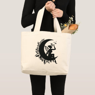 Grand Tote Bag Fairy Moon and Leaf Smoking