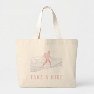 Grand Tote Bag Faites une randonnée en bleu et rouge