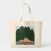 Grand Tote Bag Famille adorable de renards (Devant)