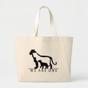 Grand Tote Bag Famille Lion (version blanche)