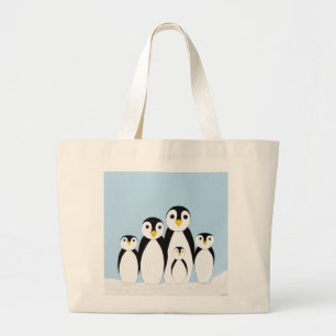 Grand Tote Bag Famille Pingouin mignonne