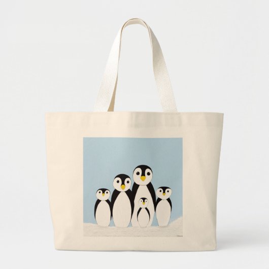 Grand Tote Bag Famille Pingouin mignonne (Devant)