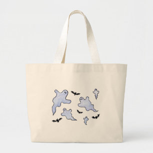Grand Tote Bag Fantômes et chauves-souris Halloween