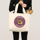 Grand Tote Bag Faon pourpre je parle Frenchie (Devant (produit))