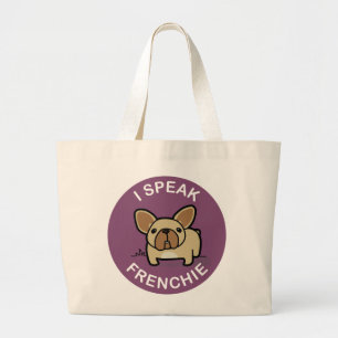 Grand Tote Bag Faon pourpre je parle Frenchie