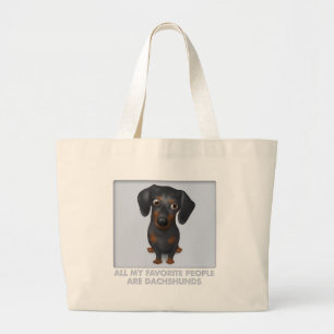 Grand Tote Bag Favori de teckel (noir et Tan)