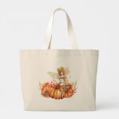 Grand Tote Bag Fée de forêt & Bouquet Citrouille d'automne (Dos)