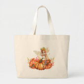 Grand Tote Bag Fée de forêt & Bouquet Citrouille d'automne (Devant)