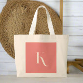 Grand Tote Bag Feminine personnalisée Nom initial Blush Pink Mono