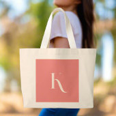 Grand Tote Bag Feminine personnalisée Nom initial Blush Pink Mono