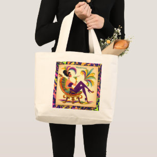 Grand Tote Bag Femme de Mardi Gras du milieu du siècle avec un Ma