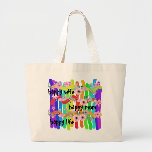Grand Tote Bag femme heureuse maman heureuse heureux (Devant)