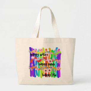 Grand Tote Bag femme heureuse mère heureux heureux vie heureux gr