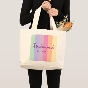 Grand Tote Bag Femme Mariage naturel Bridesmaid Cadeaux colorés