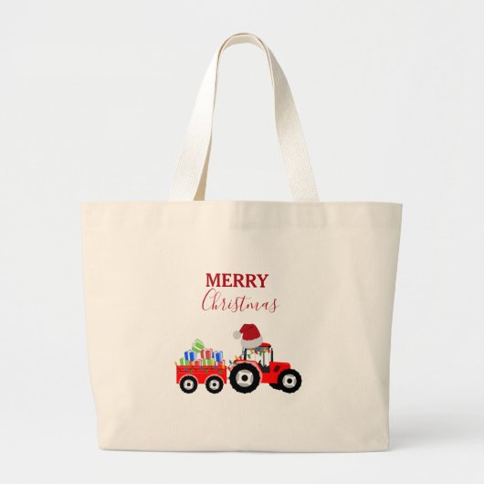 Grand Tote Bag Ferme de camions Red Christmas Truck (Devant)
