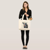 Grand Tote Bag Ferme patriotique - Vache (Devant (modèle))