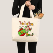 Grand Tote Bag Festive de Noël Elf Cute (Devant (produit))