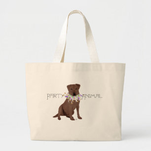 Grand Tote Bag Fête de Labrador Retriever au Chocolat