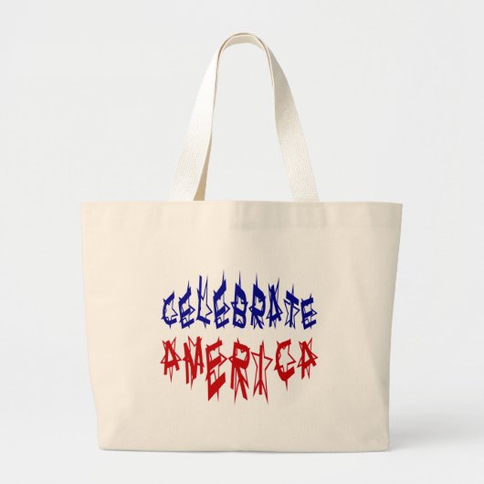 Grand Tote Bag Fêter la police de drapeau de l'Amérique #2 (Devant)